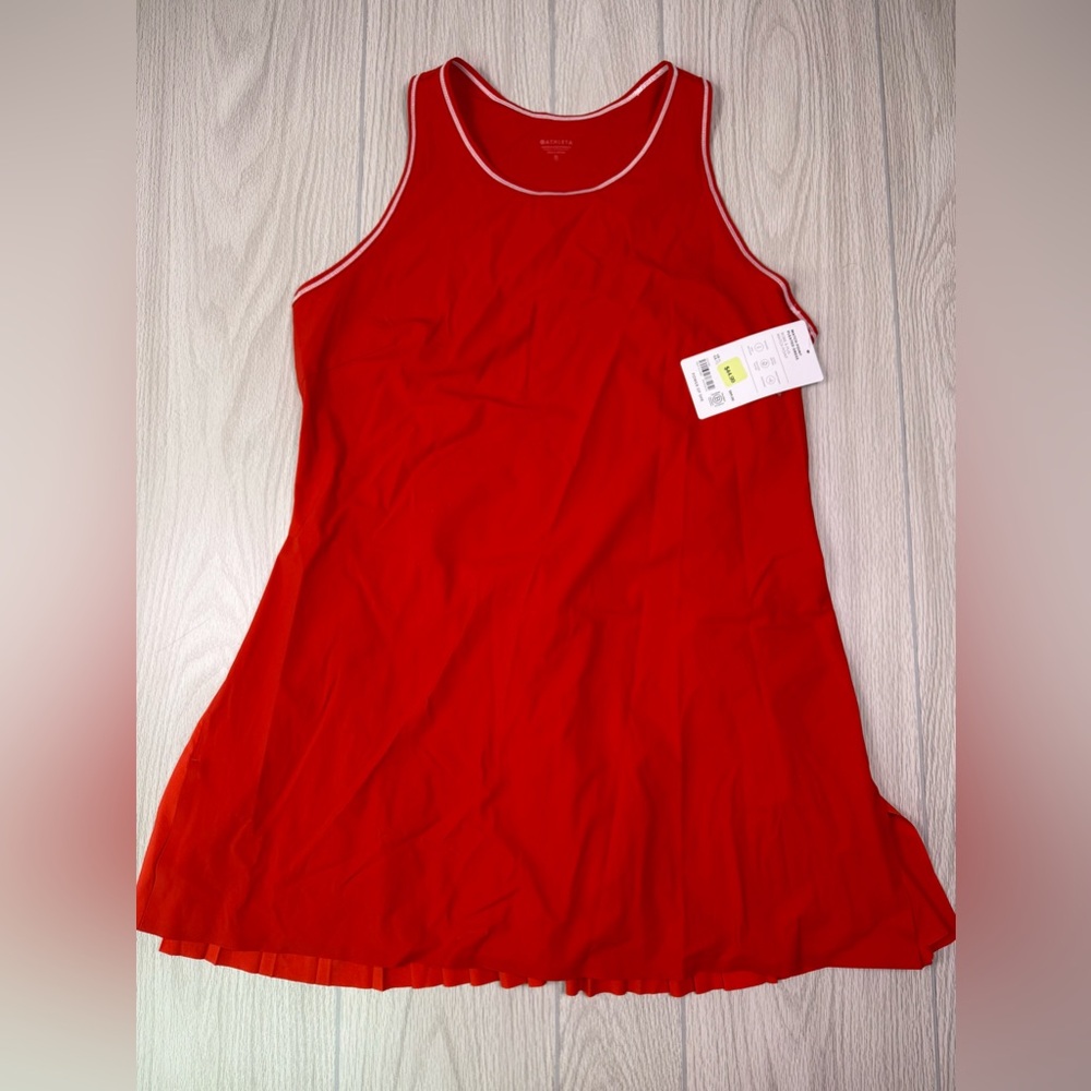 Athleta Red Match Point Pleated Dress